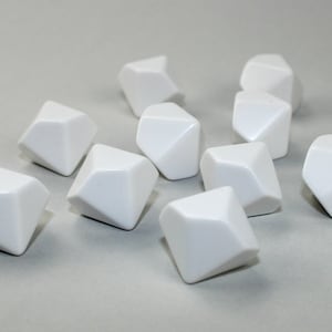 10D10 (10 Ten Sided) 16mm Blank White Dice - RPG Tool Tabletop Roleplay Games Supply CCG Card Board Random Tokens Counters Markers Decision