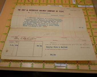 1907 Gulf & Interstate Railway Texas Voucher L.P. Featherstone signed W.L. Moody