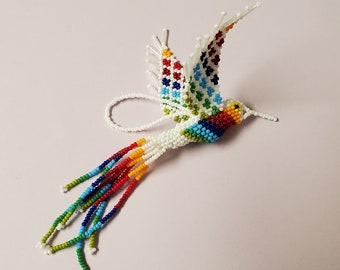 White Beaded Hummingbird Kit with Pattern and Supplies