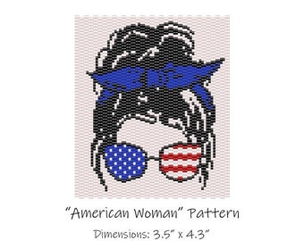 American Woman Beaded Tapestry Pattern - Peyote 2 Drop