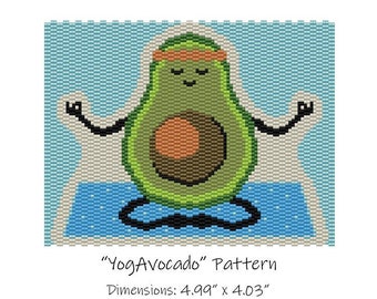 YogAvocado (Yoga Avocado) Beaded Tapestry Pattern - Peyote 2 Drop