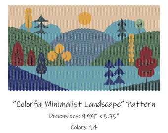 Colorful Minimalist Landscape Tapestry Pattern - Peyote 2 Drop