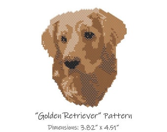 Golden Retriever Beaded Tapestry Pattern - Peyote