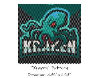 Kraken Beaded Tapestry Pattern - Peyote 2 Drop