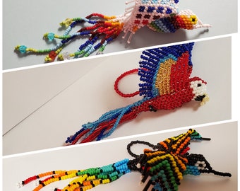 Beaded Hummingbird (Black Rainbow and White) and Beaded Scarlet Macaw Patterns (Tutorials Only)