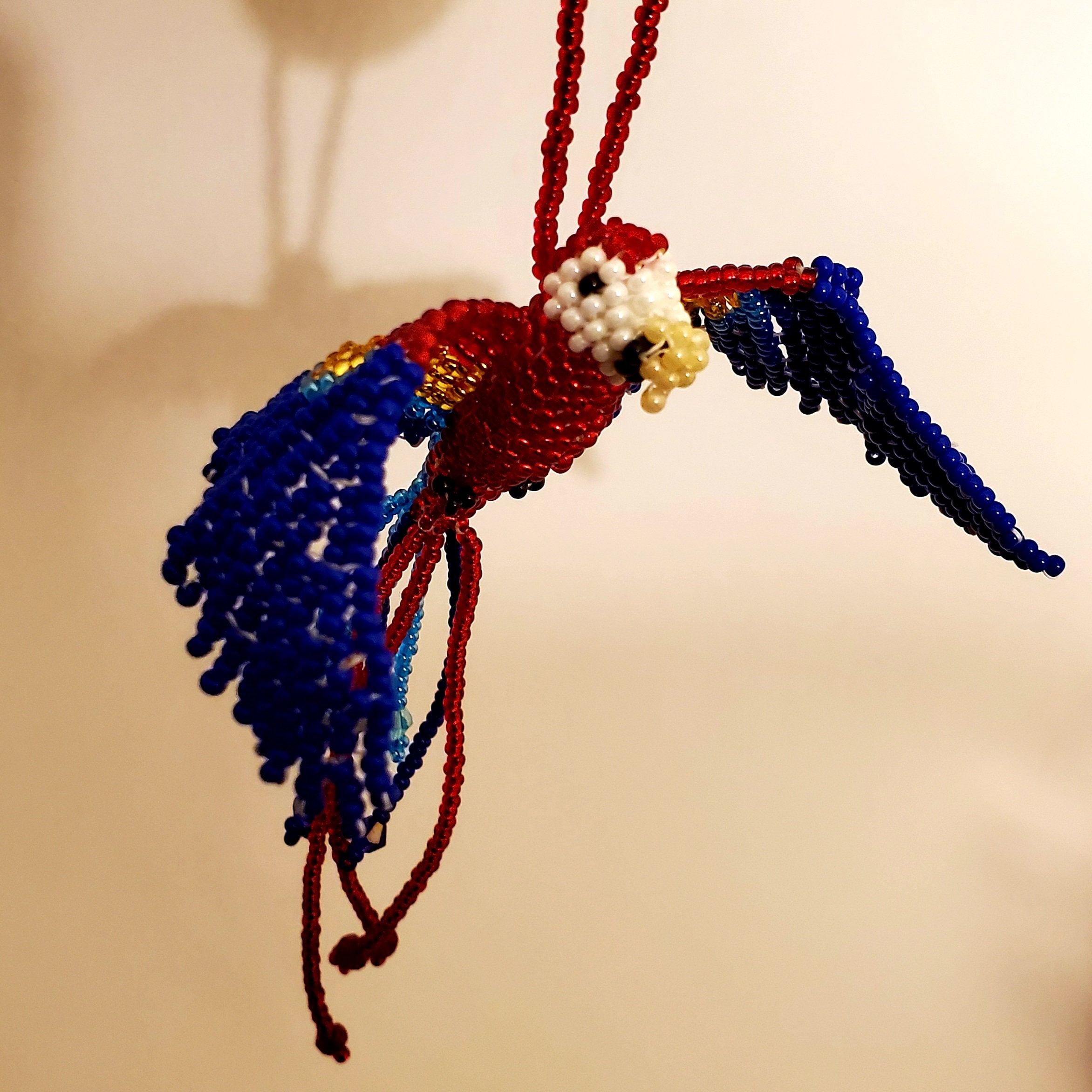 NWOT fabulous hand beaded PARROT = SWAROVSKY flora Fair Trade Large Beaded Peacock Ornament – Lucia main image 3