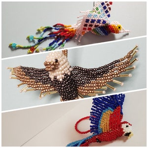 Beaded Hummingbird, Eagle, and Scarlet Macaw Patterns (Tutorials Only)