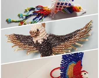 Beaded Hummingbird, Eagle, and Scarlet Macaw Patterns (Tutorials Only)