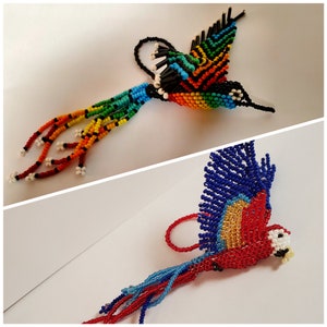 Beaded Hummingbird (Black Rainbow) and Beaded Scarlet Macaw Patterns (Tutorials Only)