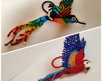 Beaded Hummingbird (Black Rainbow) and Beaded Scarlet Macaw Patterns (Tutorials Only)