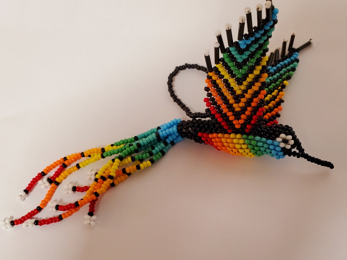 Beaded Hummingbird Pattern tutorial Only Black Rainbow Etsy