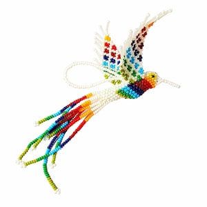 White Beaded Hummingbird Kit with Pattern and Supplies