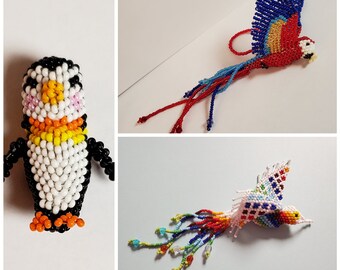 Beaded Hummingbird, Penguin, Macaw Patterns, Peyote Stitch (Digital Download)
