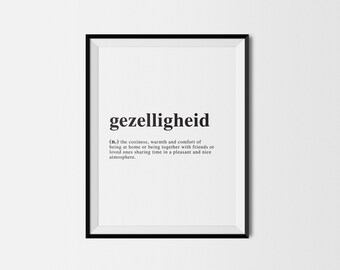 Gezelligheid/Definition/Definition Print/Dictionary Print/Printable Wall Art/Word Art/Home Decor/Wall Prints/Wall Decor/Modern Printables