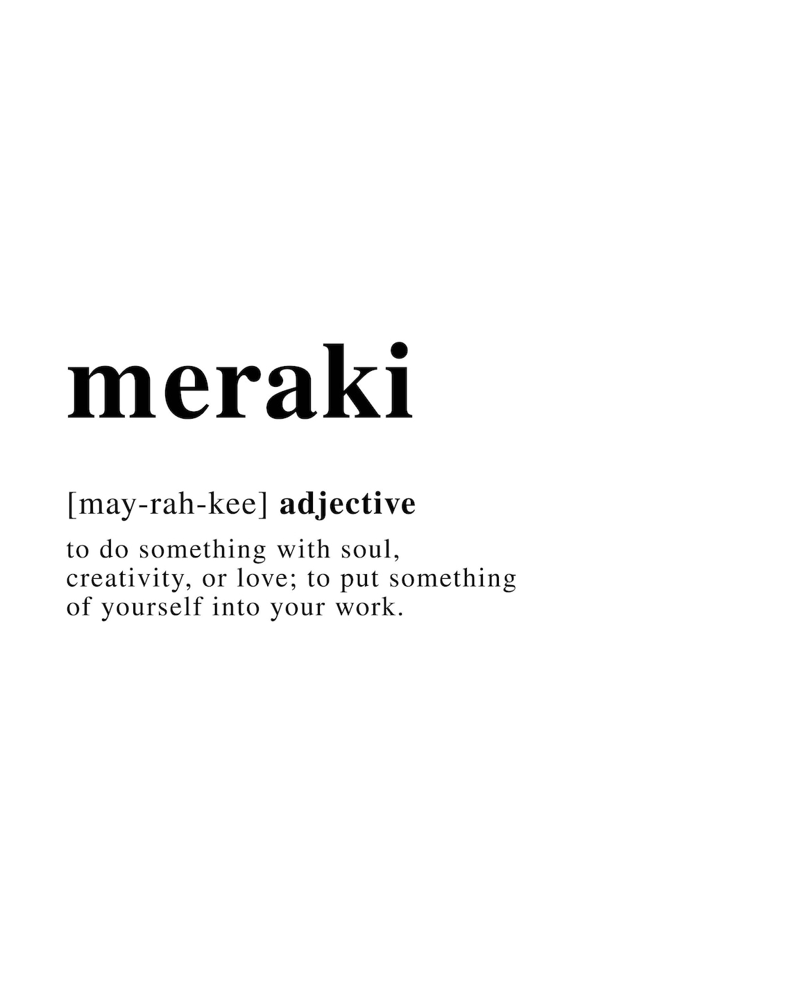 Meraki/Definition/Definition Print/Dictionary Print/Printable | Etsy