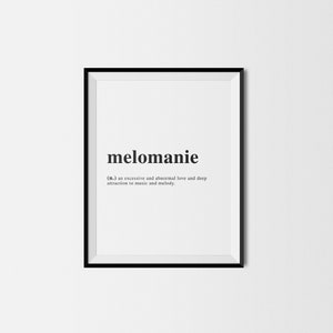 Melomanie/Definition/Definition Print/Dictionary Print/Printable Wall Art/Word Art/Home Decor/Wall Prints/Wall Decor/Modern Printables