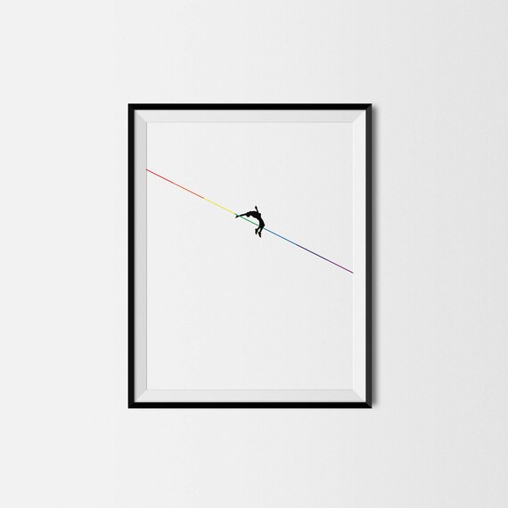Digital Wall Art High Jump Colorful Poster Rainbow Sports Home Decor Jump Good Vibes Printable Wall Art Printable Art Minimalist