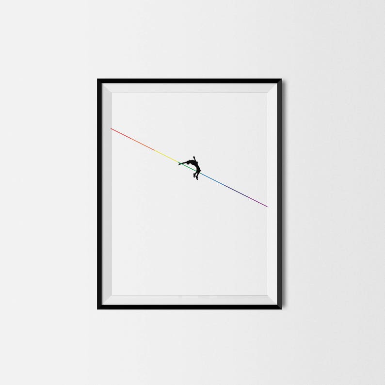 Digital Wall Art High Jump Colorful Poster Rainbow Sports Home Decor Jump Good Vibes Printable Wall Art Printable Art Minimalist