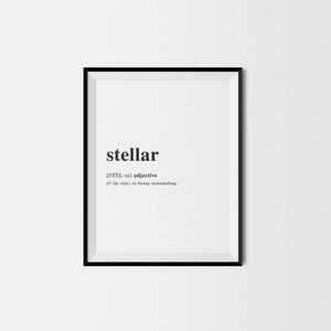 Stellar/Definition/Definition Print/Dictionary Print/Printable Wall Art/Word Art/Home Decor/Wall Prints/Wall Decor/Modern Printables
