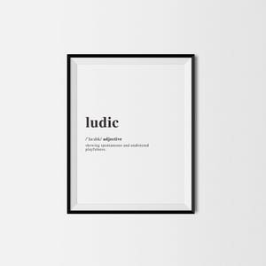 Ludic/Definition/Definition Print/Dictionary Print/Printable Wall Art/Word Art/Home Decor/Wall Prints/Inspirational/Print/Poster/Good Vibes