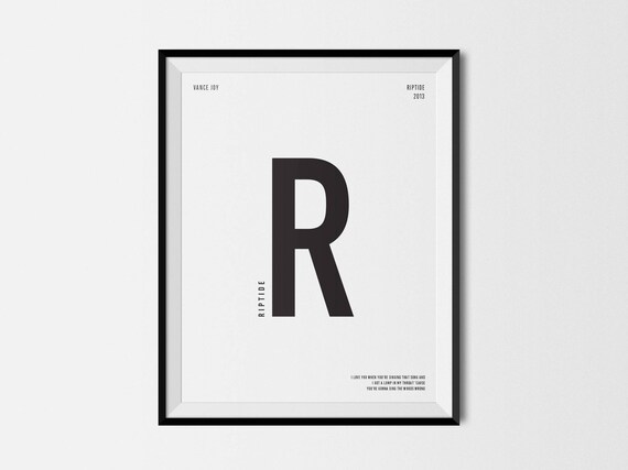 Litera R Print R Alfabet Print Riptide Vance Radość Wall Etsy