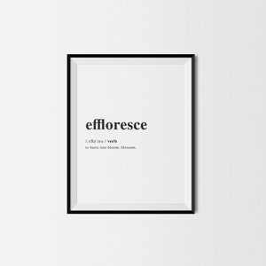 Effloresce/Definition/Definition Print/Dictionary Print/Printable Wall Art/Word Art/Home Decor/Wall Prints/Wall Decor/Modern Printables