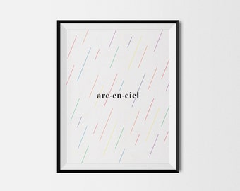 Arcenciel Print, Rainbow Print, Nursery Print, Printable Art, Printable Wall Art, Wall Art Print, Minimalist, Digital Prints, Colorful, Rain
