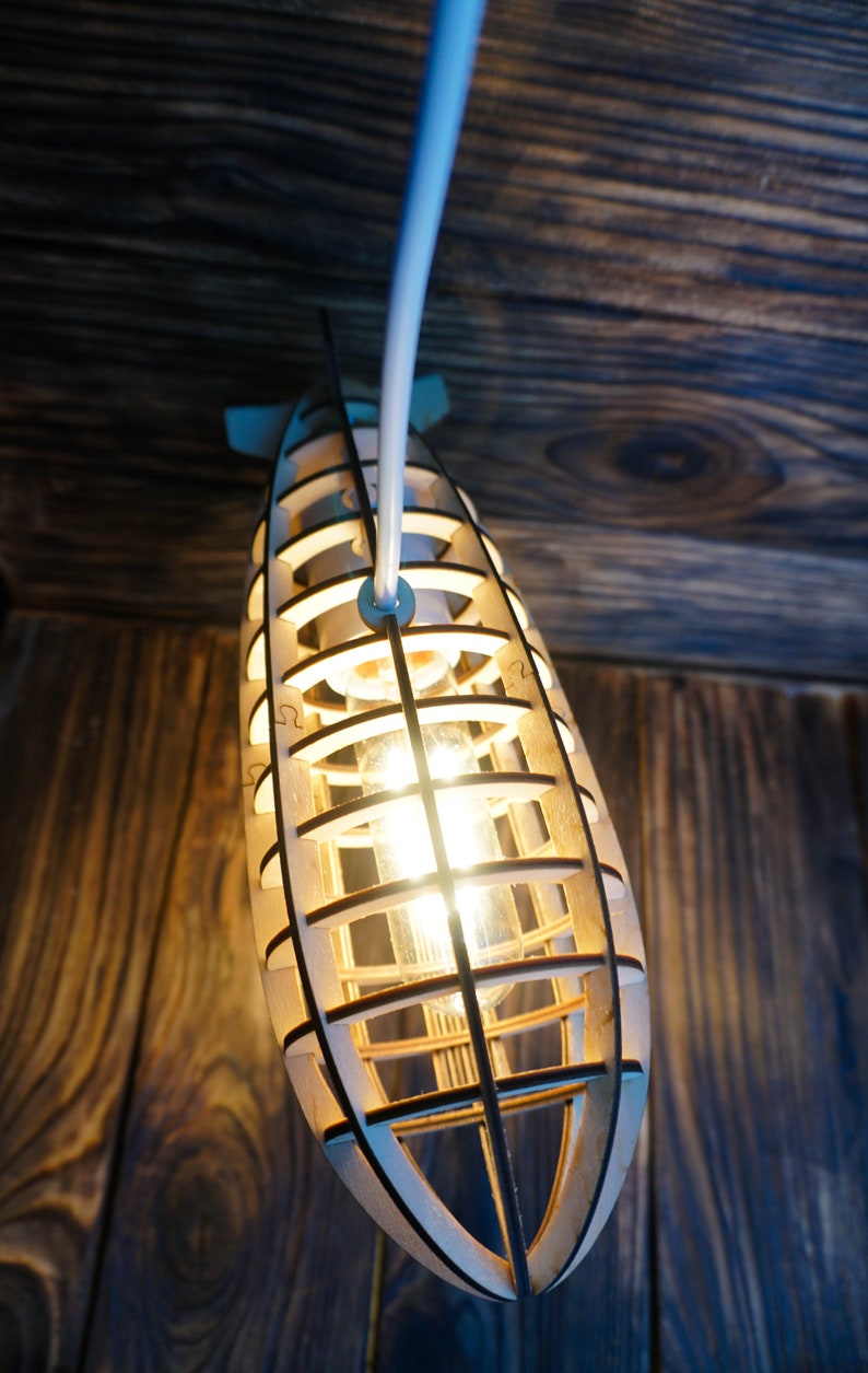 Wooden Zeppelin Lamp Wooden Night light lamp Wooden AirShip Etsy