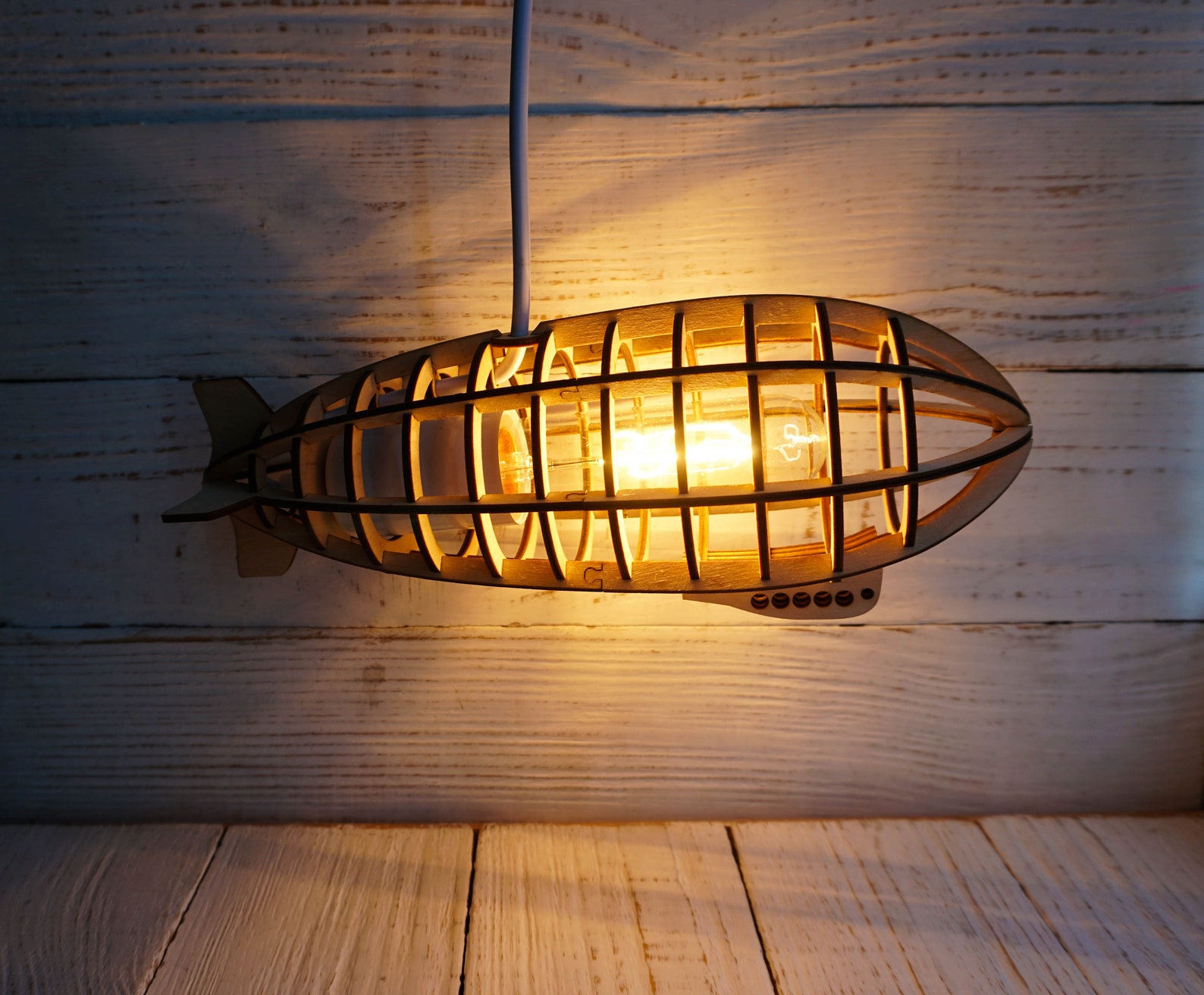 Wooden Zeppelin Lamp Wooden Night light lamp Wooden AirShip Etsy