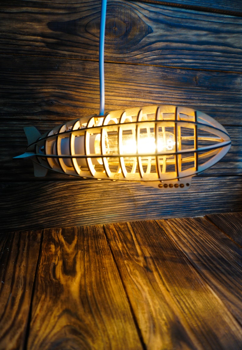Wooden Zeppelin Lamp Wooden Night light lamp Wooden AirShip Etsy