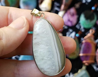 Quartz Crystal Agate Silver Pendant Necklace