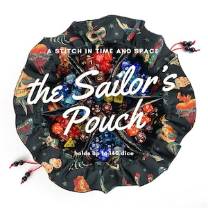 the Sailor&#39;s Pouch | Traditional | Sailor Tattoo | Linen | Dice Bag | Drawstring Bag | 6 Side Pockets