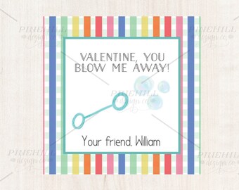 Valentine Bubble Blow Me Away Tags Printable Editable