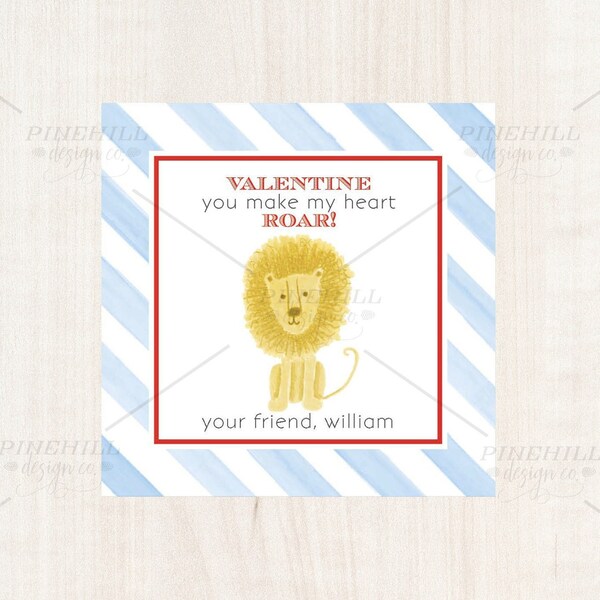 Lion Valentine Roar Tags Printable Editable