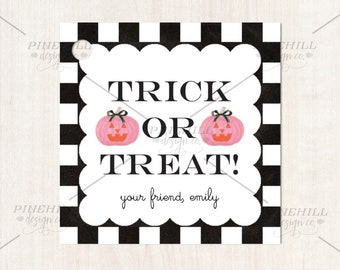 Pink Pumpkin Halloween Treat Gift Tags Printable Editable