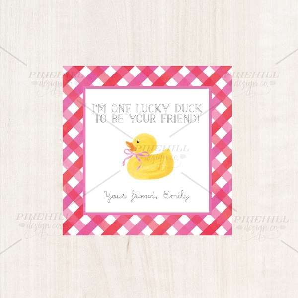 Valentine Lucky Rubber Duck Tags Printable Editable