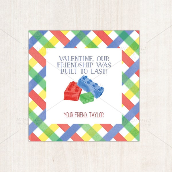 Building Color Bricks Valentine Tags Printable Editable