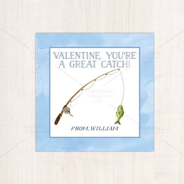 Great Catch Fishing Valentine Tags Printable Editable