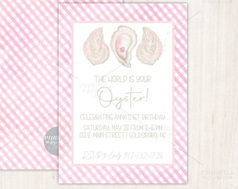 World Is Your Oyster Roast Birthday Party Invitation Custom Printable