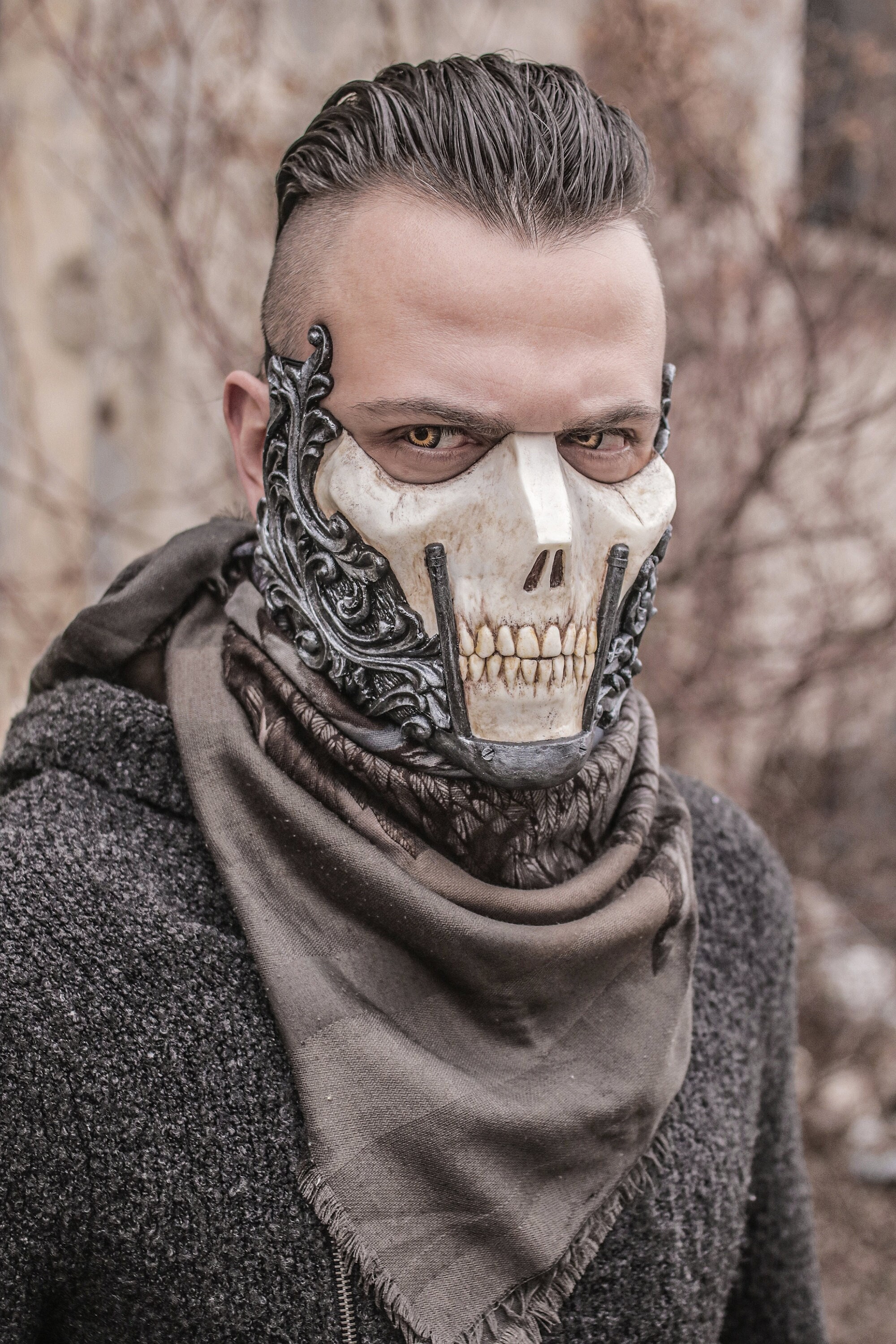 Demi-masque personnalisable modulaire Cyberpunk Hannya -  France