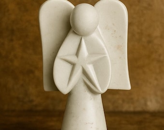 Escultura navideña de ángel de esteatita hecha a mano