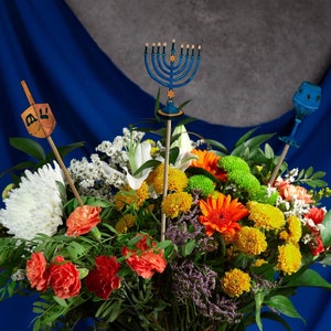 Choix de bouquets mats recto-verso faits main de Hanoucca - Lot de 12 modèles uniques - Pour les célébrations - Fête - Cadeau pour lui - Cadeau pour elle
