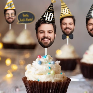 Funny Custom Men&#39;s Head Cake & Cupcake Toppers | 6 Unique Designs + Bonus | Printable JPG, PNG, PDF | Digital Download | No Shipping