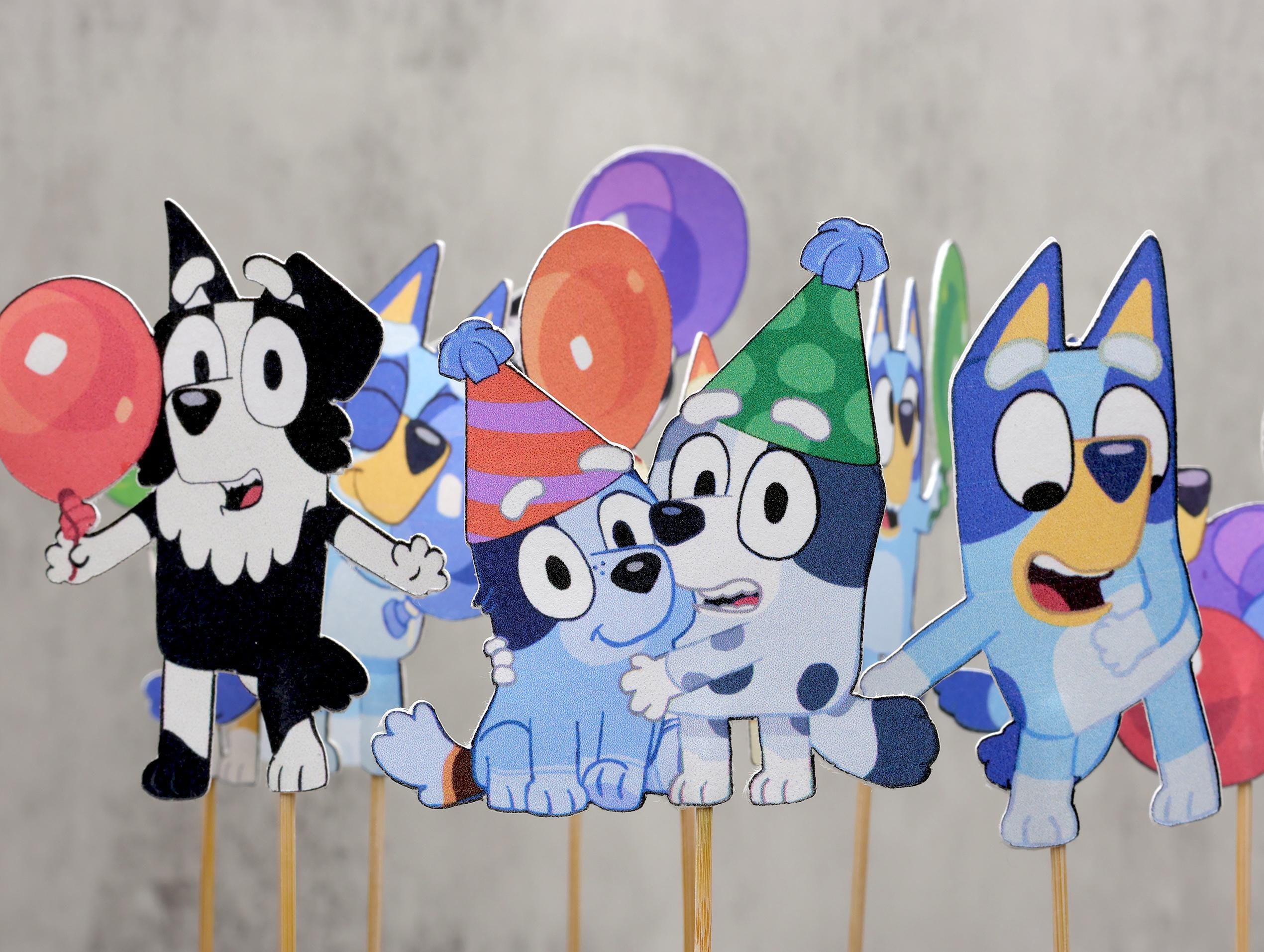 Custom Bluey & Friends Cupcake + Cake Toppers