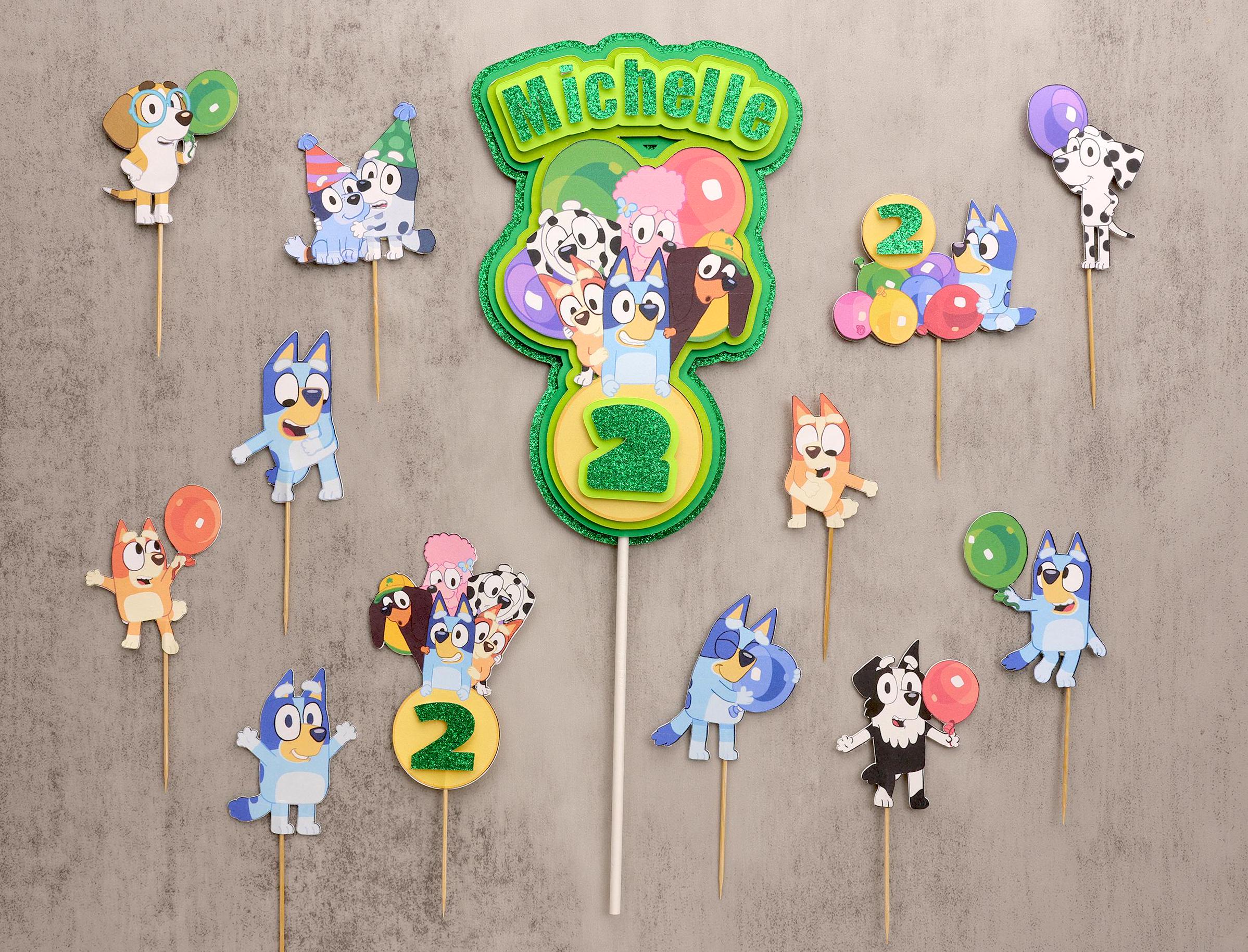 Custom Bluey & Friends Cupcake + Cake Toppers