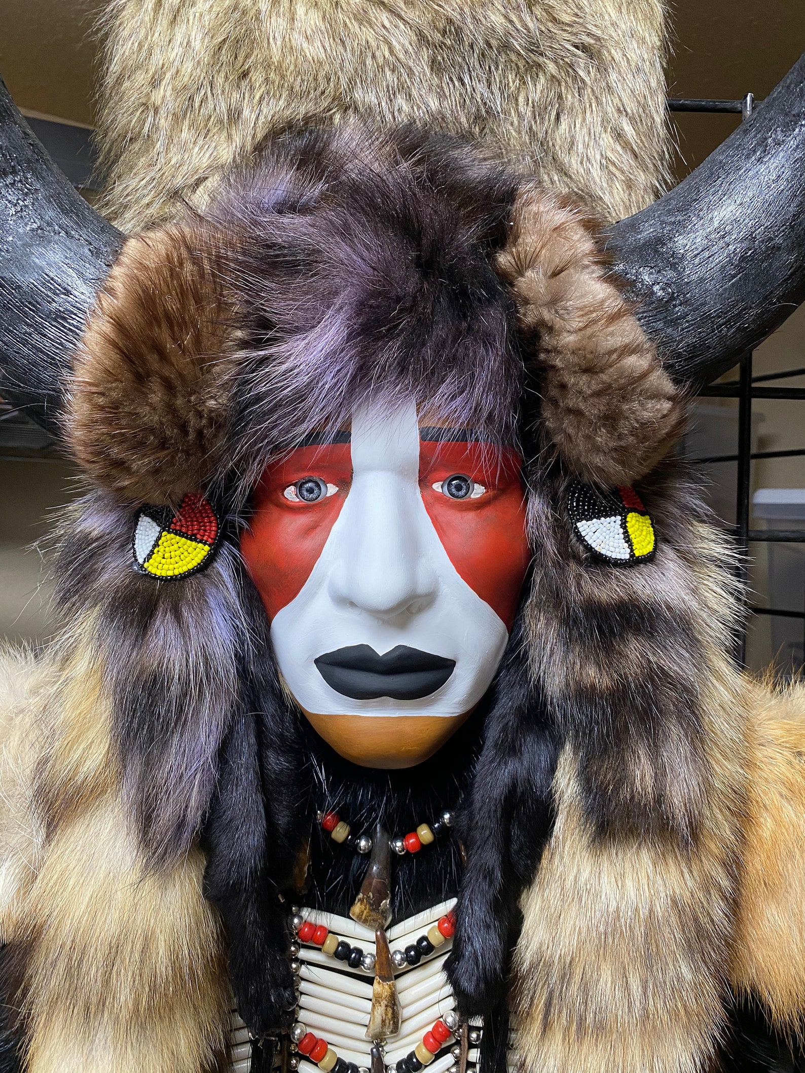 Native American Buffalo Medicine Man Mask Etsy