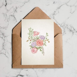 Evelyn Botanical Greeting Cards- Set of 3 or 5. Flowers, Botany, Botanical, Watercolour, Gift Cards, Handmade