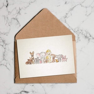 Furry Friends Greeting Cards- Set of 3 or 5. Pets, Animals, Toys, Kids, Children, Watercolour, Gift Cards, Handmade
