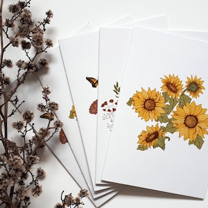 Multi Set GRC Greeting Cards - Set of 3,5 or 10. Flowers, Botany, Botanical, Watercolour, Gift Cards, Handmade