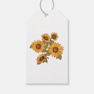 Sunflower Botanical Gift Tags. Set of 3 or 5. Flowers, Botany, Botanical, Watercolour, Gift Cards, Handmade